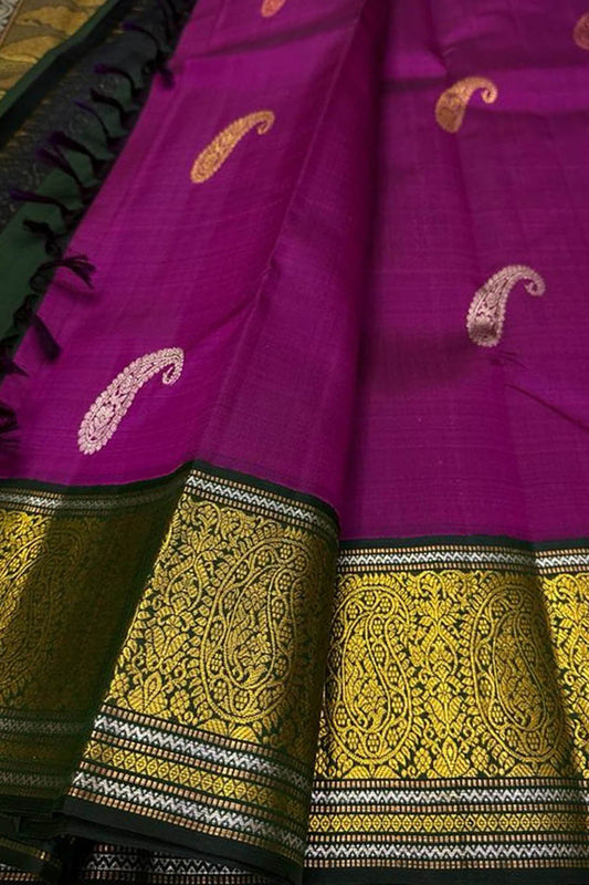 Exquisite Purple Kanjeevaram Pure Silk Saree - Luxurion World