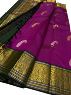 Exquisite Purple Kanjeevaram Pure Silk Saree - Luxurion World