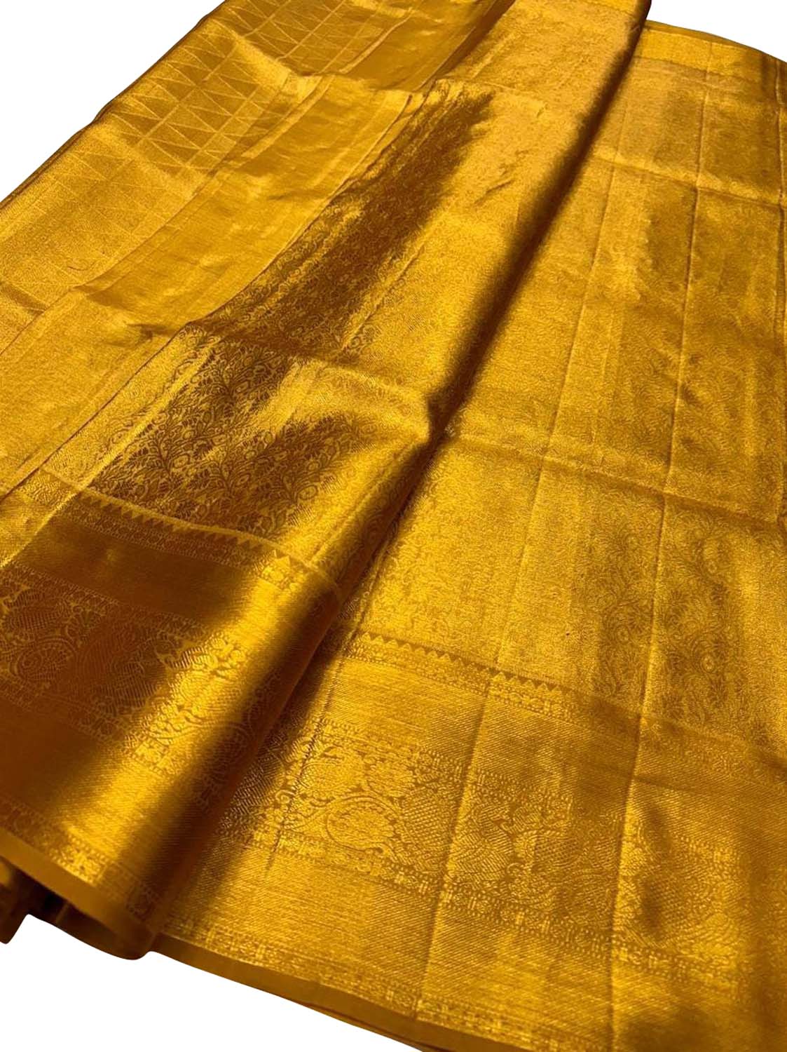 Exquisite Golden Kanjeevaram Pure Silk Saree - Luxurion World