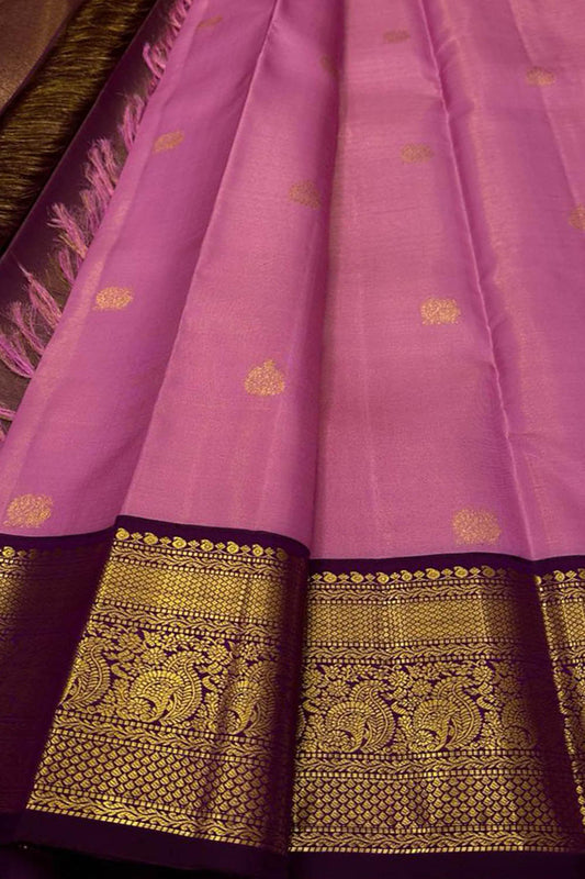 Exquisite Pink Handloom Kanjeevaram Silk Saree