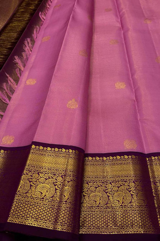 Exquisite Pink Handloom Kanjeevaram Silk Saree - Luxurion World