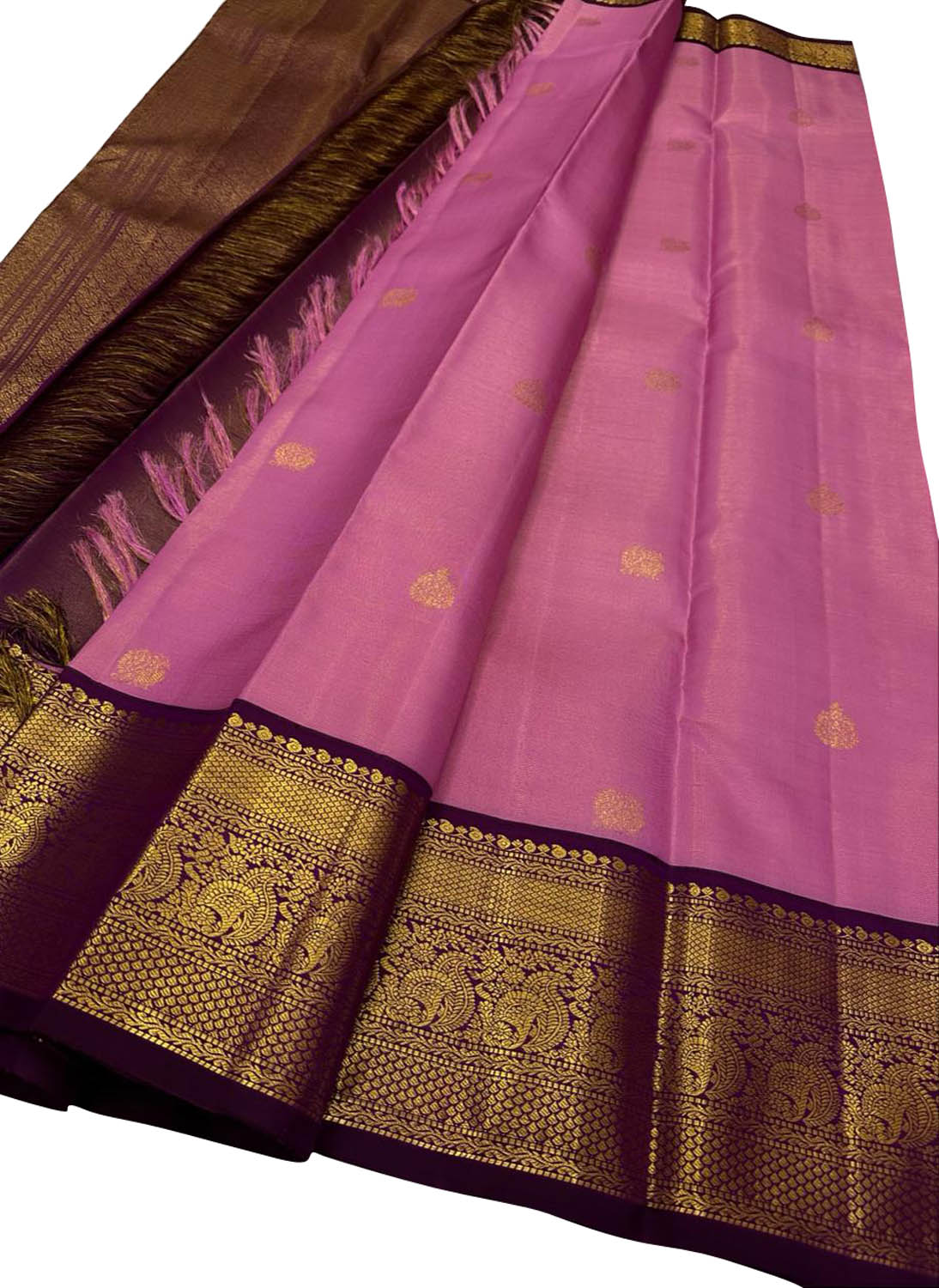 Exquisite Pink Handloom Kanjeevaram Silk Saree - Luxurion World