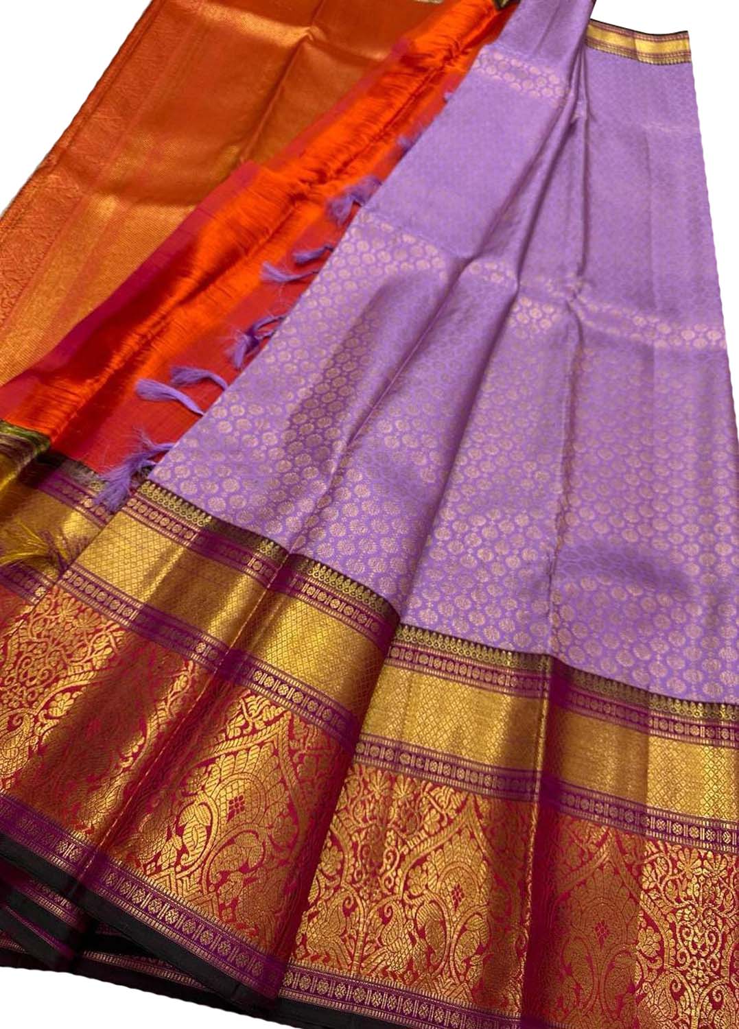 Exquisite Purple Handloom Kanjeevaram Silk Saree - Luxurion World