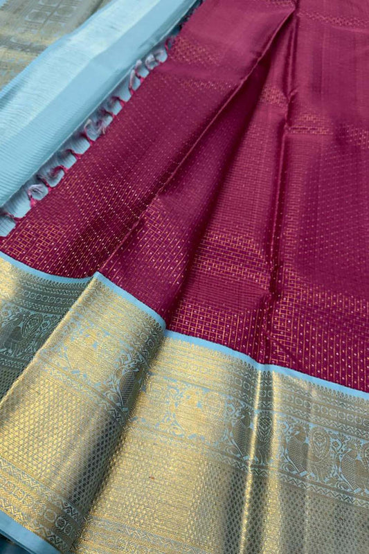 Exquisite Pink Handloom Kanjeevaram Silk Saree - Luxurion World