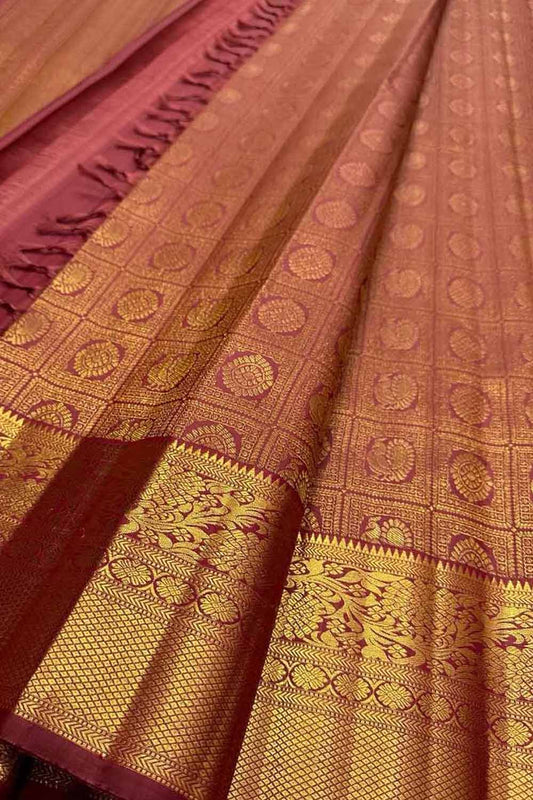 Exquisite Pink Handloom Kanjeevaram Pure Silk Saree - Luxurion World