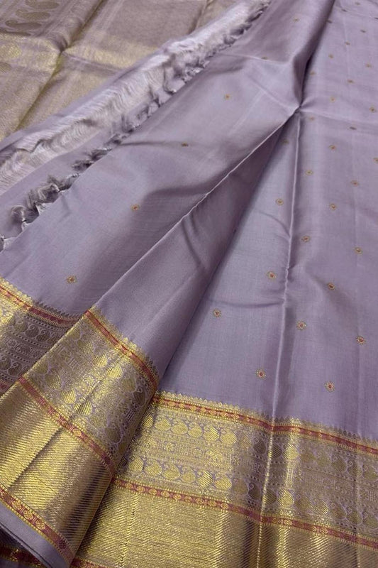 Exquisite Purple Handloom Kanjeevaram Pure Silk Saree