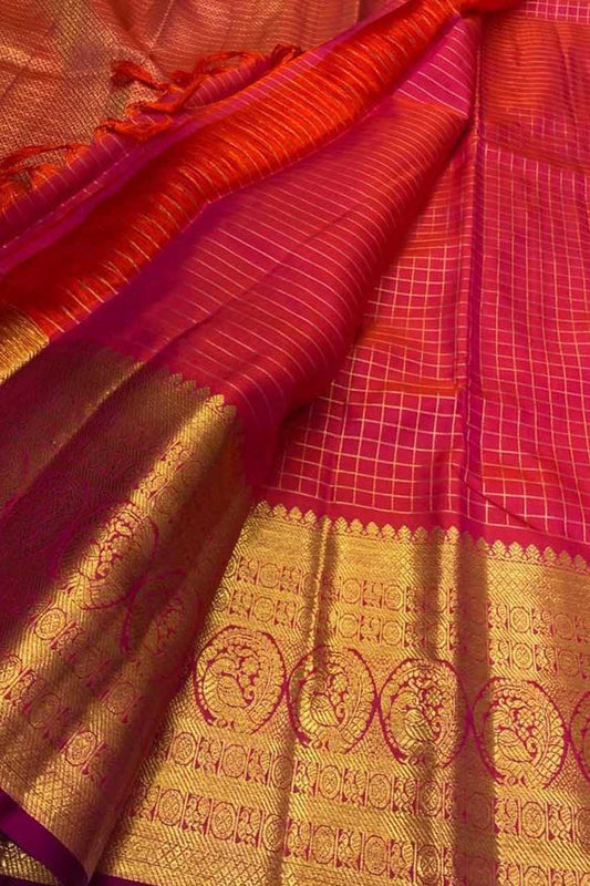 Exquisite Pink Handloom Kanjeevaram Pure Silk Saree - Luxurion World