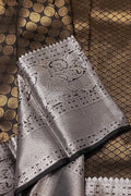 Black Handloom Kanjeevaram Pure Silk Saree - Luxurion World