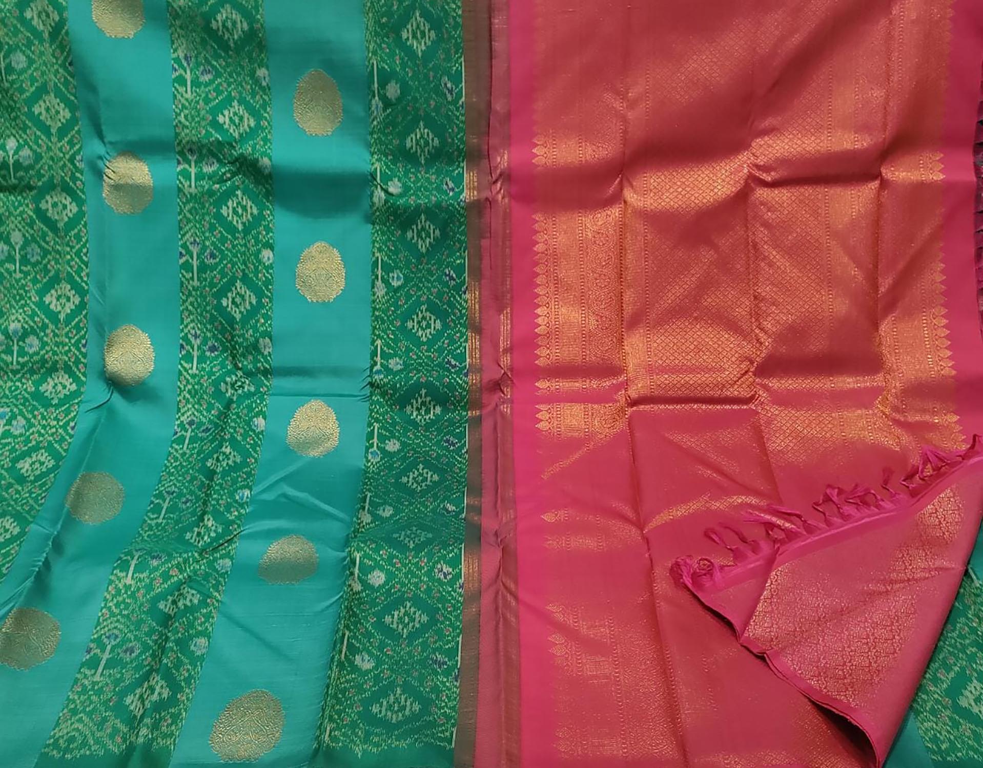 Green Kanjeevaram Handloom Pure Silk Saree - Luxurion World