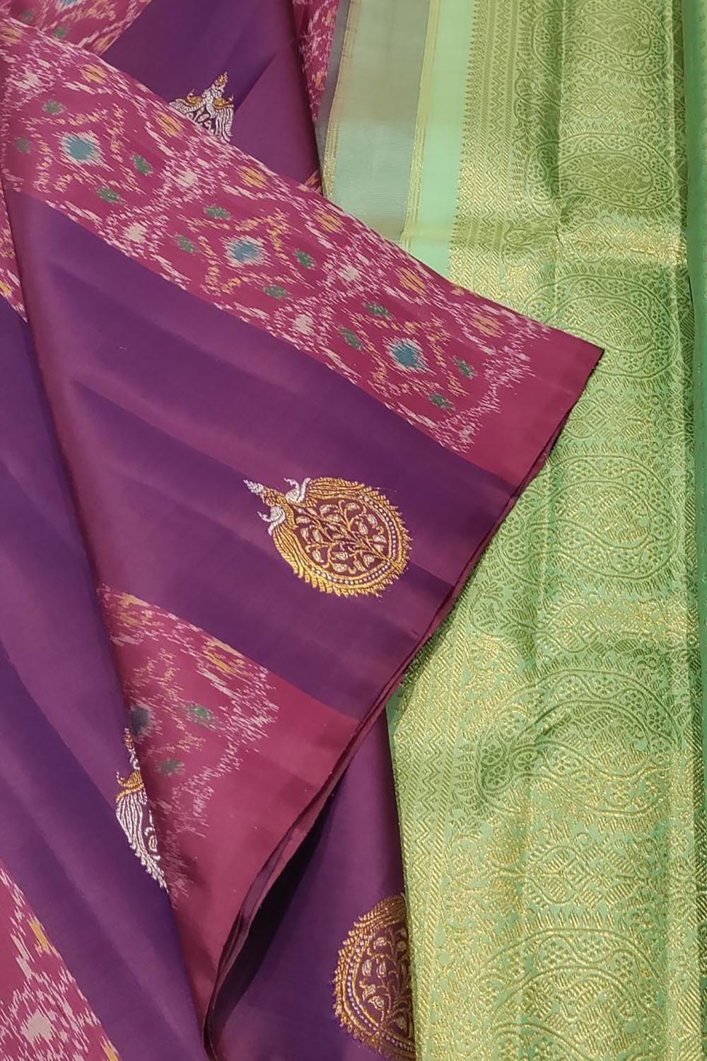 Purple Kanjeevaram Handloom Pure Silk Saree - Luxurion World