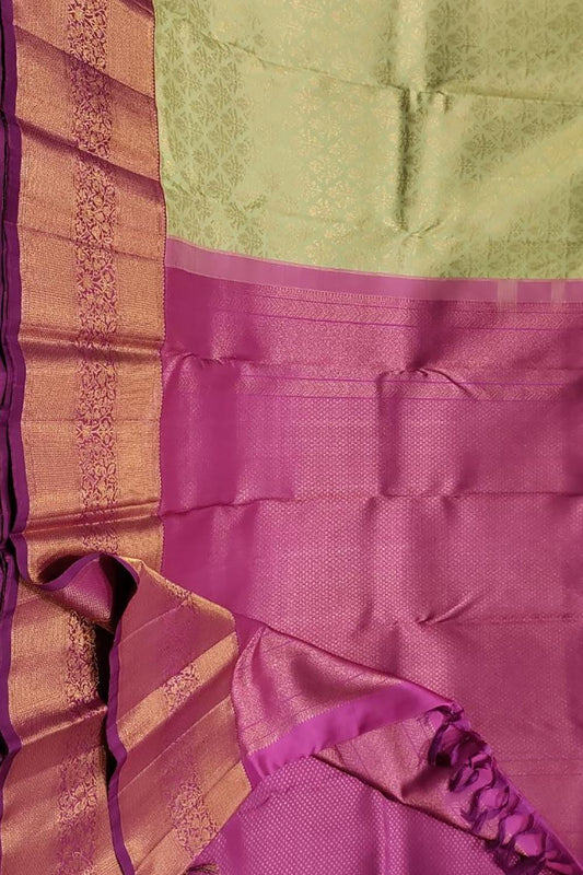 Shop the Finest Green Kanjeevaram Handloom Pure Silk Saree Online - Luxurion World