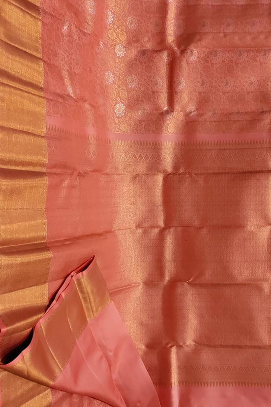 Shop the Pink Kanjeevaram Handloom Pure Silk Saree - Exquisite Craftsmanship - Luxurion World