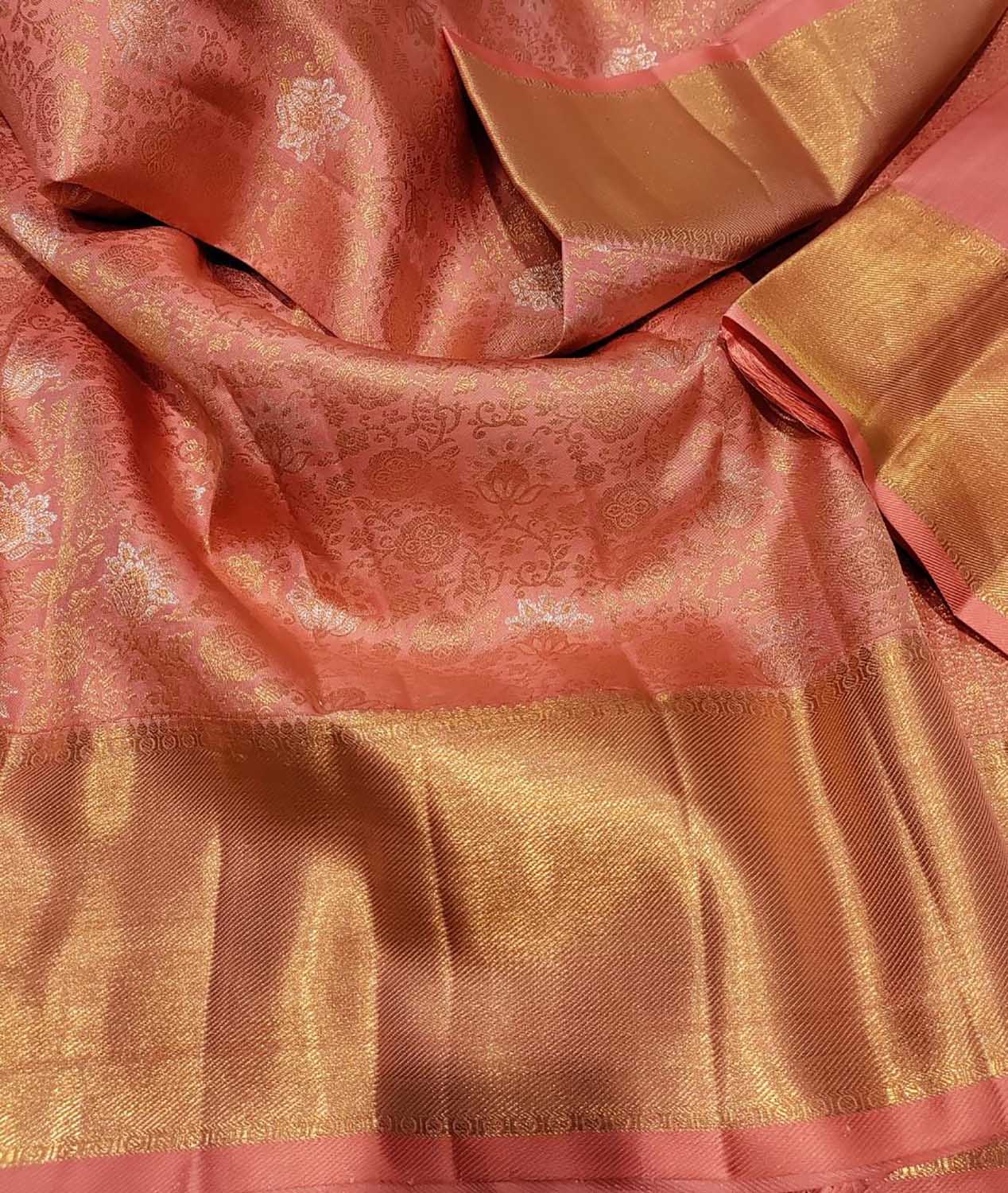 Shop the Pink Kanjeevaram Handloom Pure Silk Saree - Exquisite Craftsmanship - Luxurion World