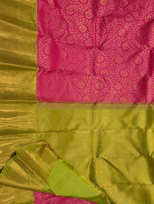 Pink Kanjeevaram Handloom Pure Silk Saree - Luxurion World