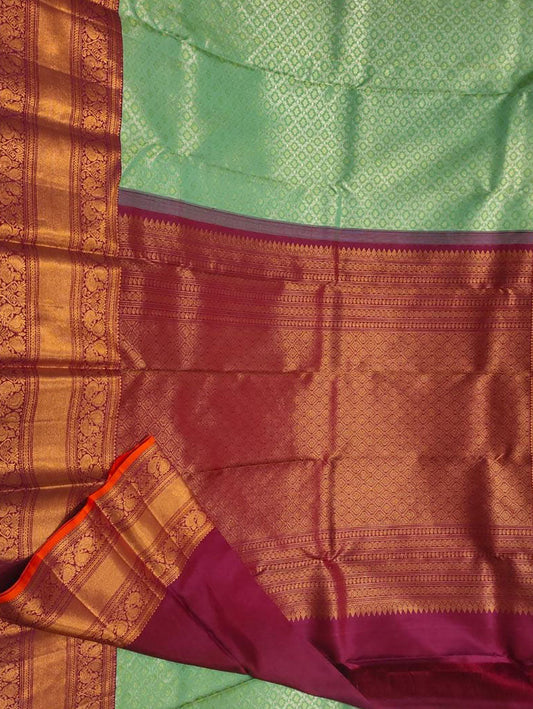 Green Kanjeevaram Handloom Pure Silk Saree - Luxurion World