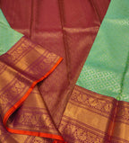 Green Kanjeevaram Handloom Pure Silk Saree - Luxurion World