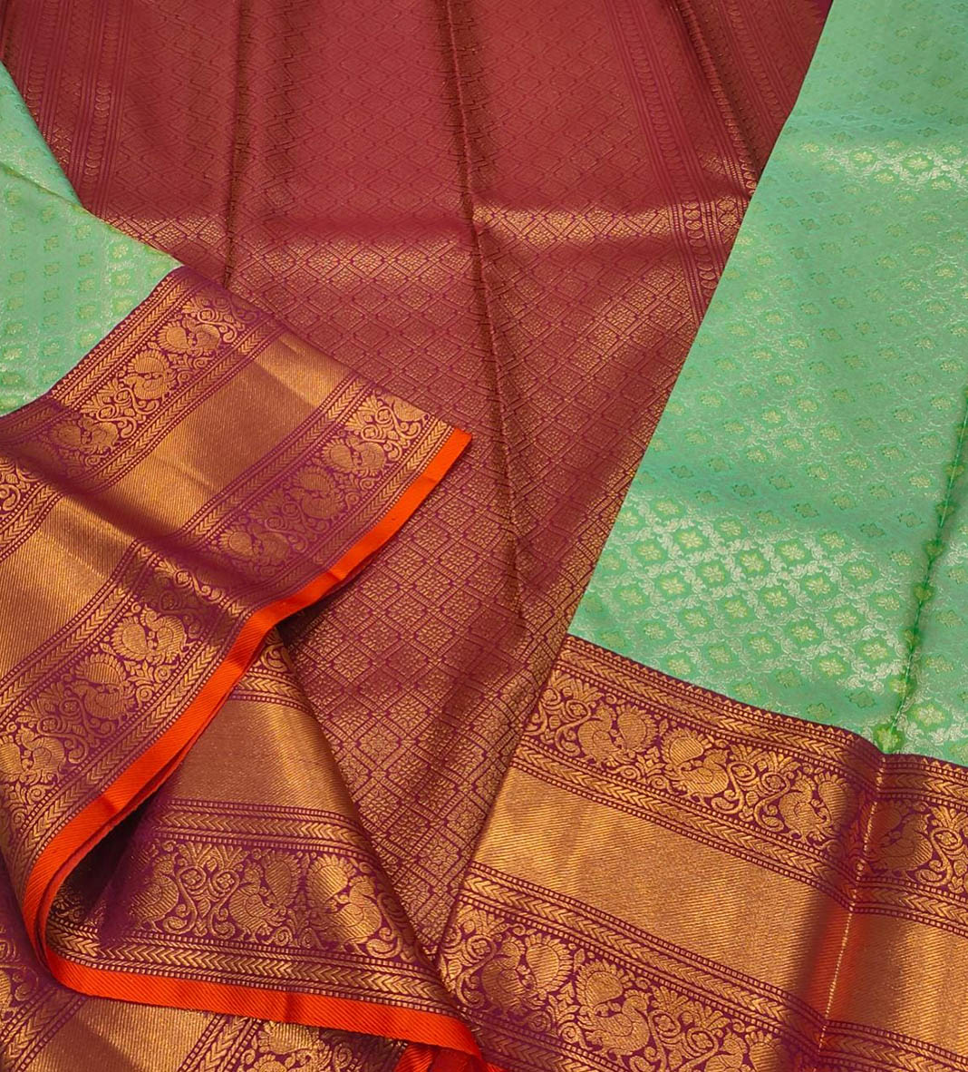 Green Kanjeevaram Handloom Pure Silk Saree - Luxurion World