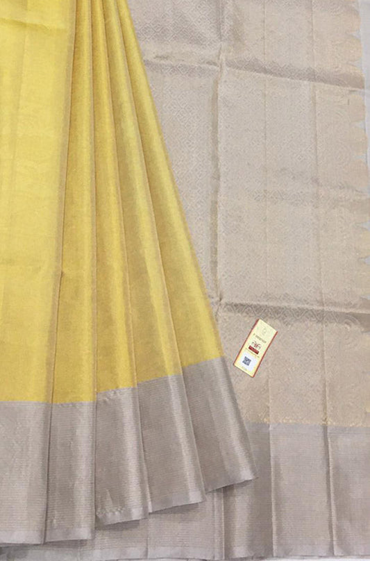 Yellow Handloom Kanjeevaram Pure Silk Saree - Luxurion World