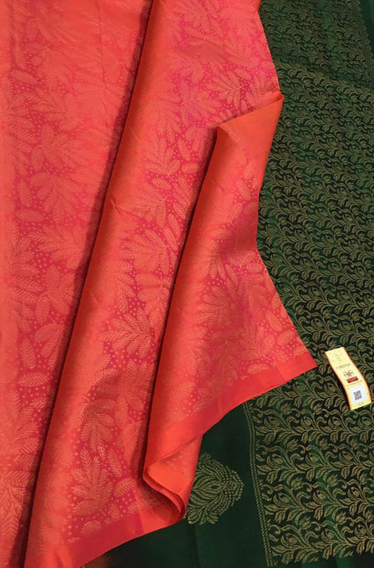 Orange Handloom Kanjeevaram Pure Silk Saree - Luxurion World