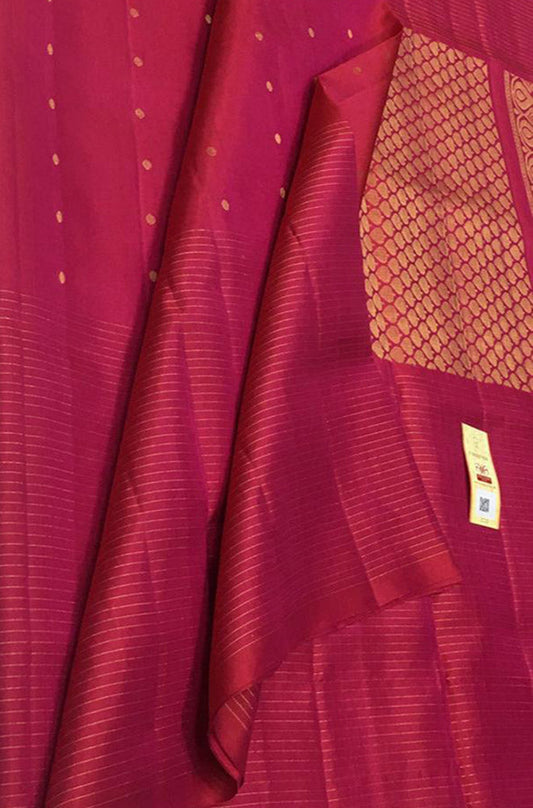 Pink Handloom Kanjeevaram Pure Silk Saree - Luxurion World