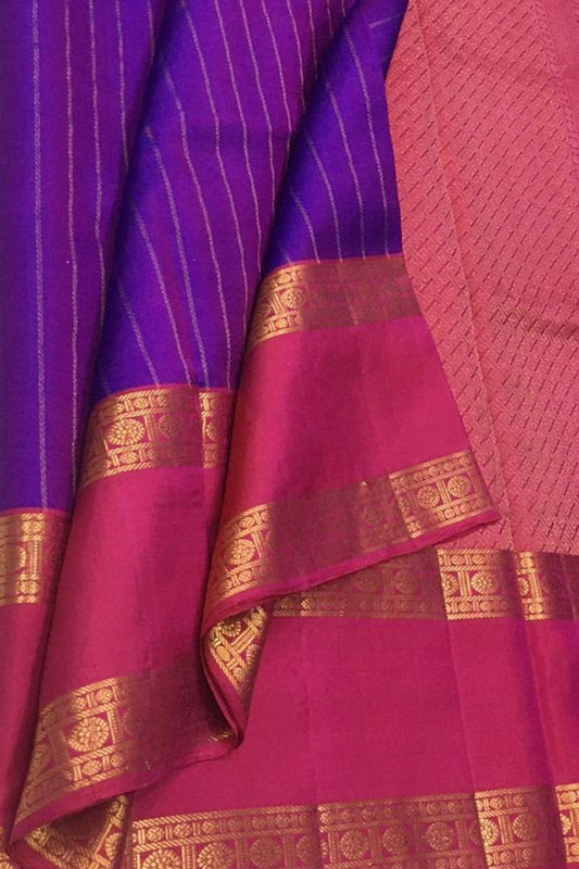 Purple Kanjeevaram Handloom Pure Silk Saree - Luxurion World