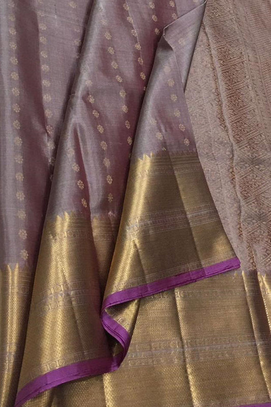 Purple Kanjeevaram Handloom Pure Silk Saree - Luxurion World