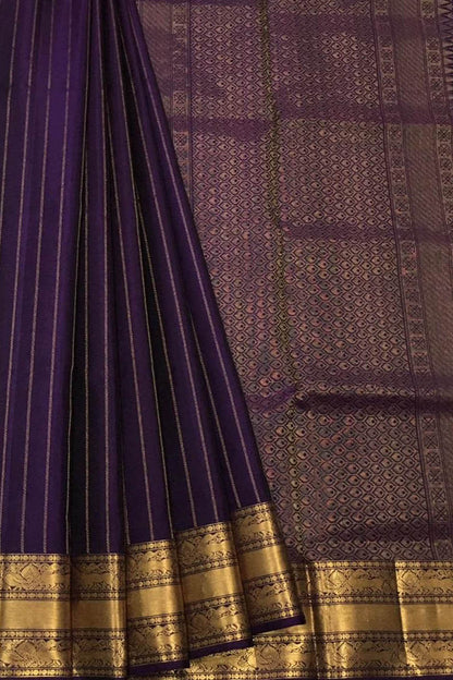 Purple Kanjeevaram Handloom Pure Silk Saree - Luxurion World