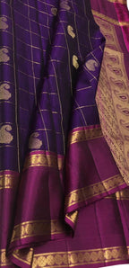 Purple Kanjeevaram Handloom Pure Silk Saree - Luxurion World