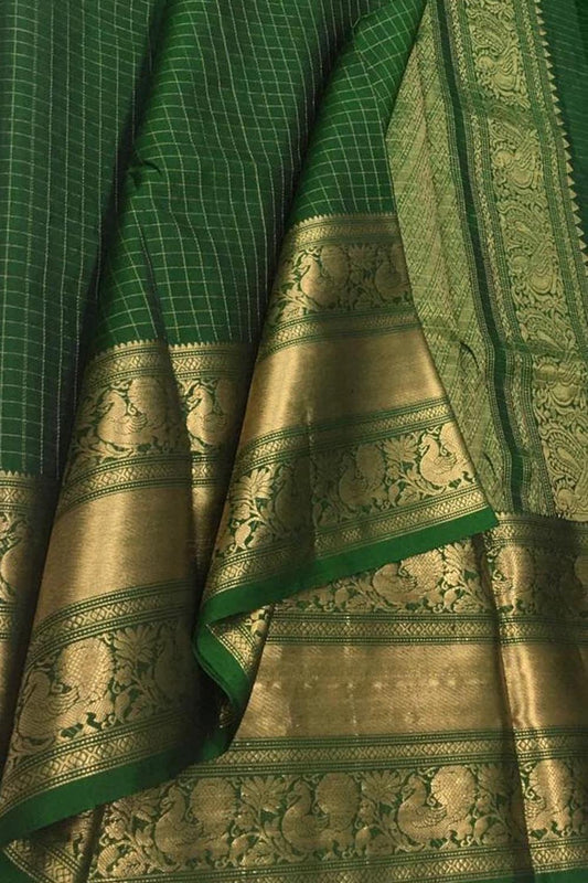 Green Kanjeevaram Handloom Pure Silk Saree - Luxurion World