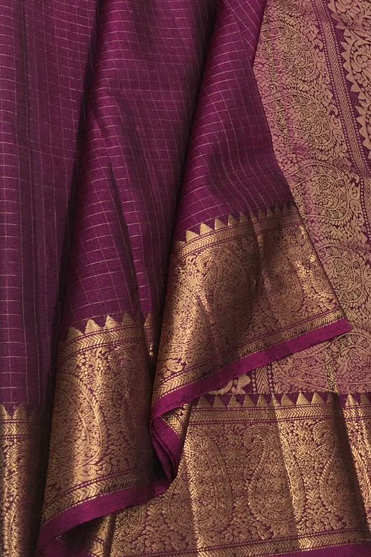 Purple Kanjeevaram Handloom Pure Silk Saree - Luxurion World