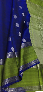 Blue Kanjeevaram Handloom Pure Silk Saree - Luxurion World