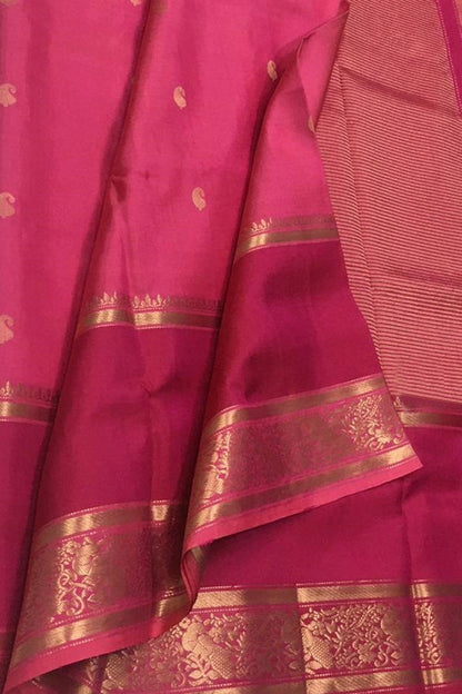 Pink Kanjeevaram Handloom Pure Silk Saree - Luxurion World
