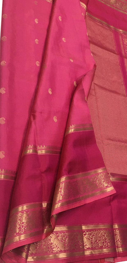 Pink Kanjeevaram Handloom Pure Silk Saree - Luxurion World