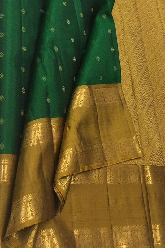 Green Kanjeevaram Handloom Pure Silk Saree - Luxurion World