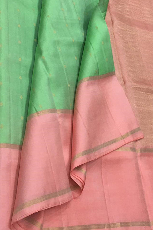 Green Kanjeevaram Handloom Pure Silk Saree - Luxurion World