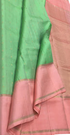 Green Kanjeevaram Handloom Pure Silk Saree - Luxurion World