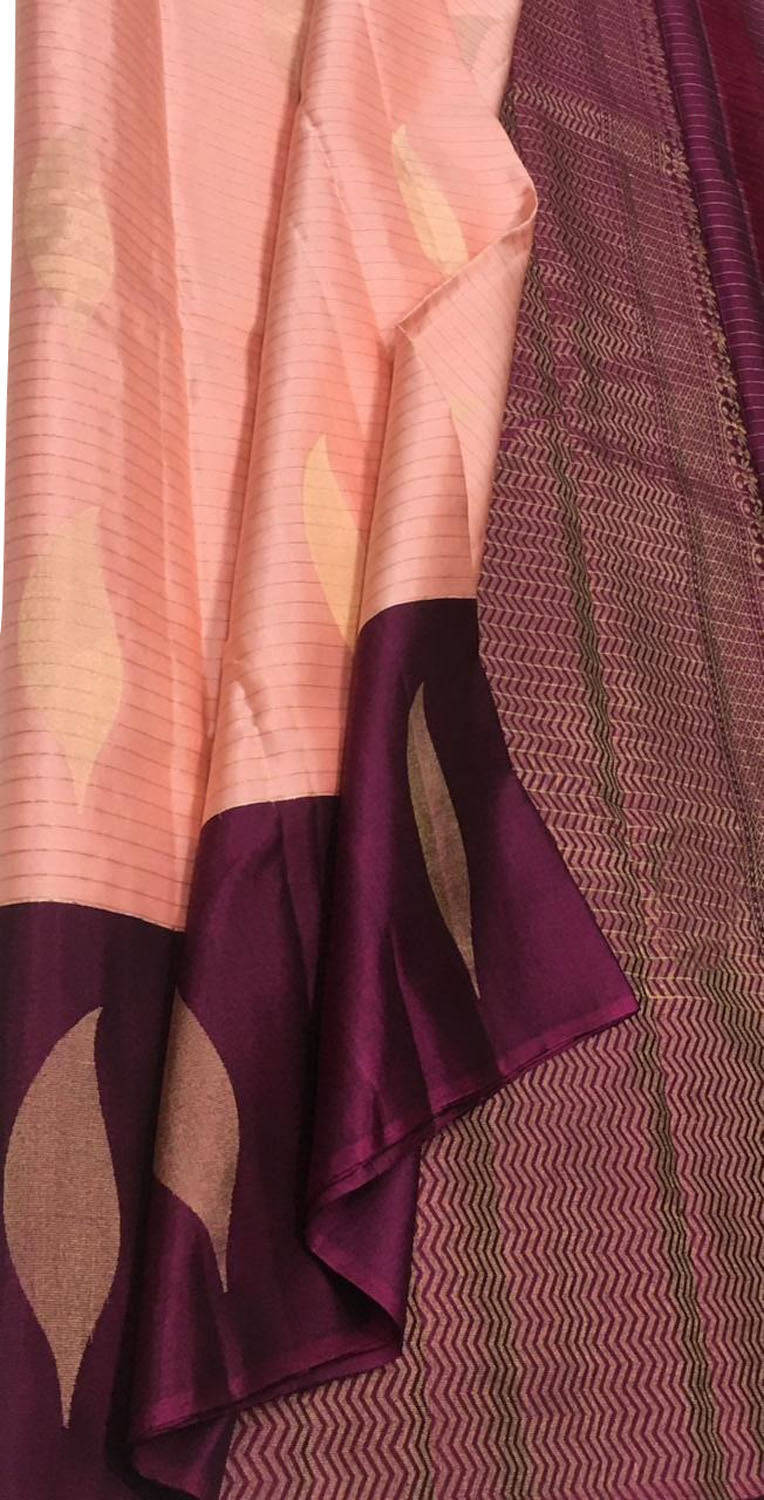 Pink Kanjeevaram Handloom Pure Silk Saree - Luxurion World