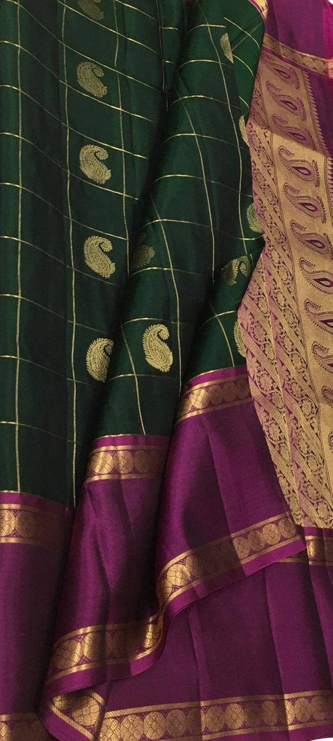 Green Kanjeevaram Handloom Pure Silk Saree - Luxurion World