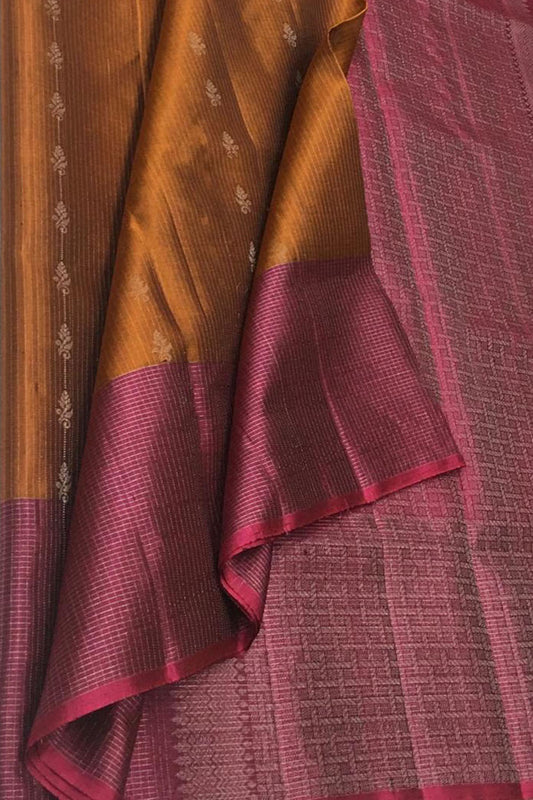 Brown Kanjeevaram Handloom Pure Silk Saree - Luxurion World