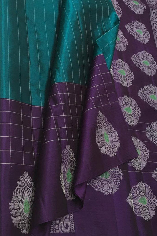 Blue Kanjeevaram Handloom Pure Silk Saree - Luxurion World