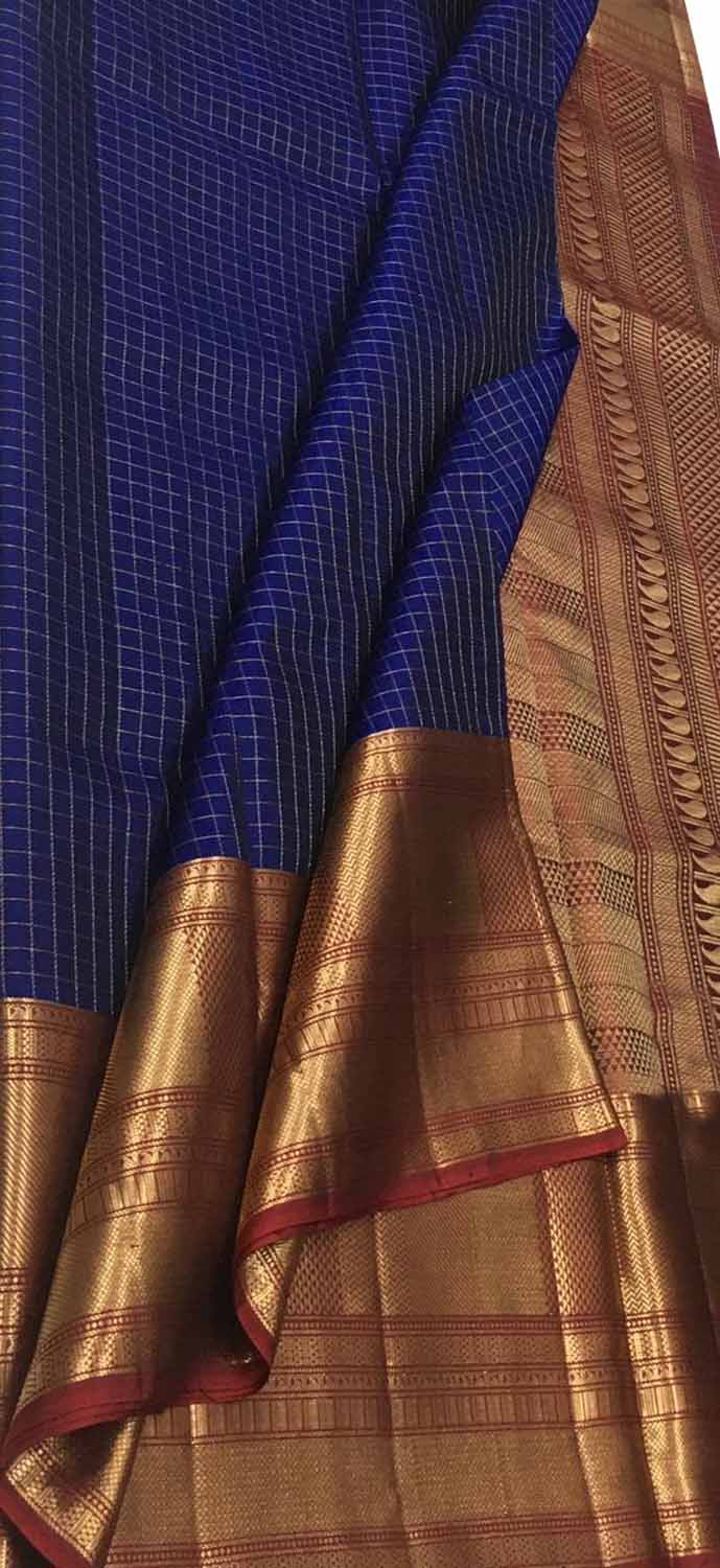Exquisite Blue Kanjeevaram Handloom Pure Silk Saree: Timeless Elegance - Luxurion World