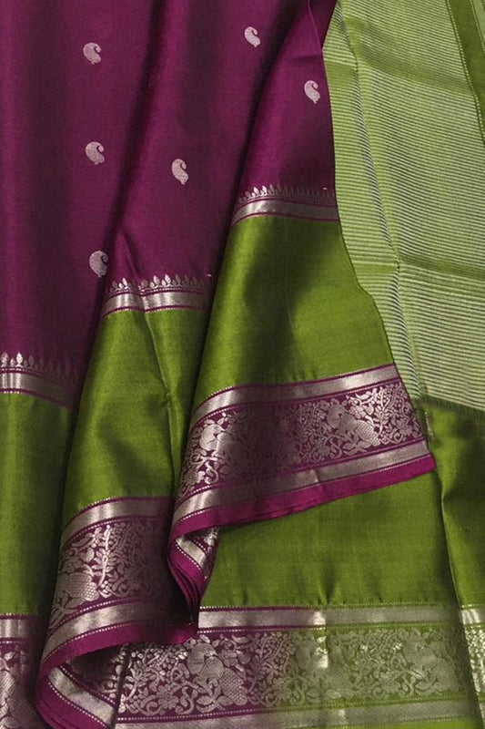 Exquisite Purple Kanjeevaram Handloom Pure Silk Saree: A Timeless Masterpiece - Luxurion World