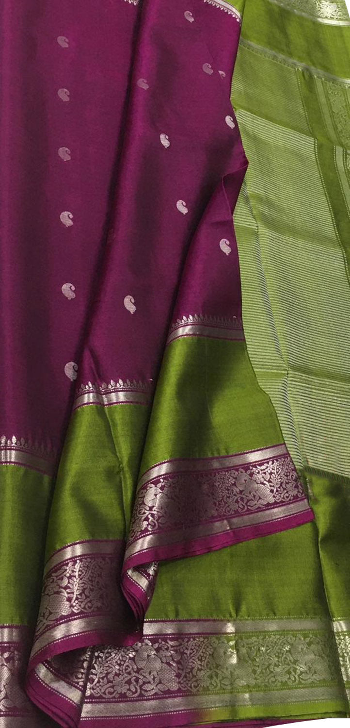 Exquisite Purple Kanjeevaram Handloom Pure Silk Saree: A Timeless Masterpiece - Luxurion World