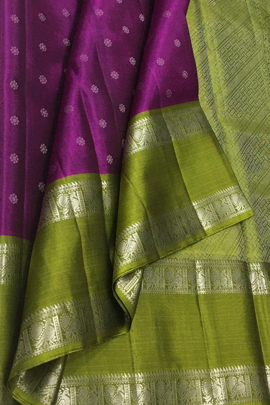 Elegant Purple Kanjeevaram Handloom Pure Silk Saree - Luxurion World