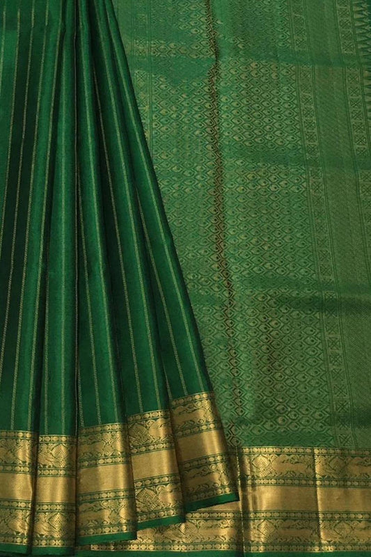 Exquisite Green Kanjeevaram Handloom Pure Silk Saree: Timeless Elegance - Luxurion World