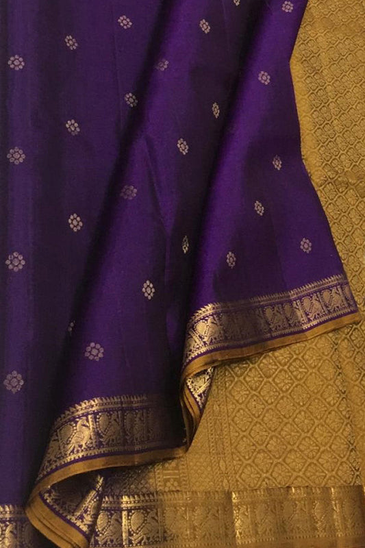 Elegant Purple Kanjeevaram Handloom Pure Silk Saree - Luxurion World