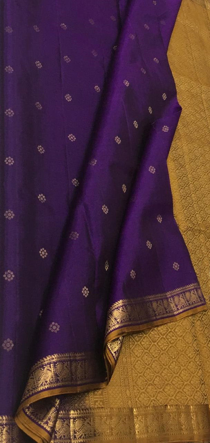 Elegant Purple Kanjeevaram Handloom Pure Silk Saree - Luxurion World