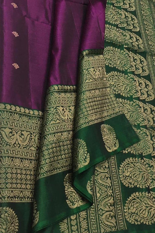 Exquisite Purple Kanjeevaram Handloom Pure Silk Saree: Timeless Elegance - Luxurion World