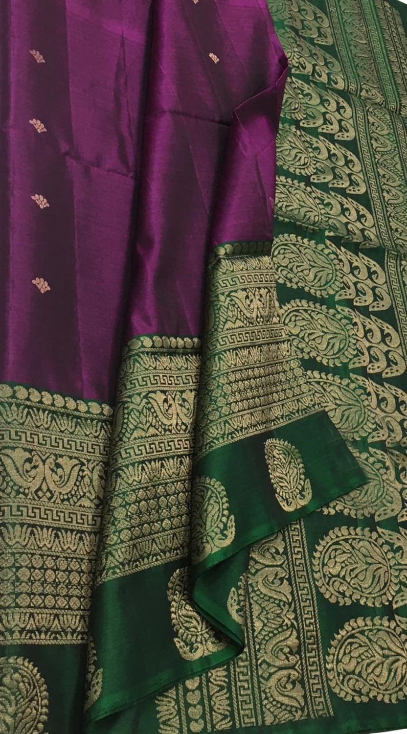 Exquisite Purple Kanjeevaram Handloom Pure Silk Saree: Timeless Elegance - Luxurion World