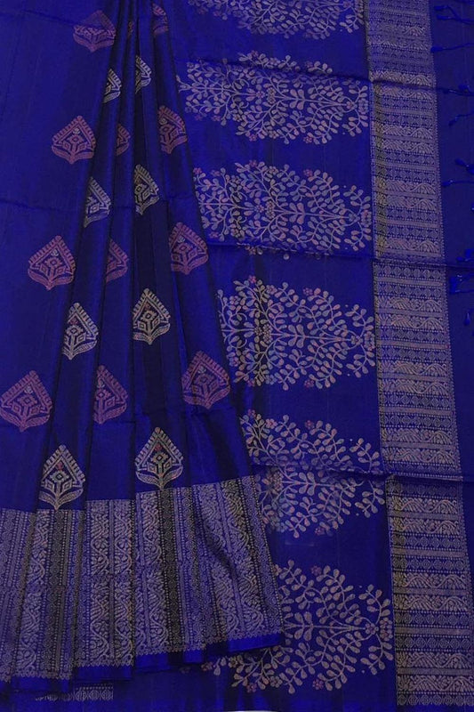 Exquisite Blue Kanjeevaram Handloom Pure Silk Saree: Timeless Elegance - Luxurion World